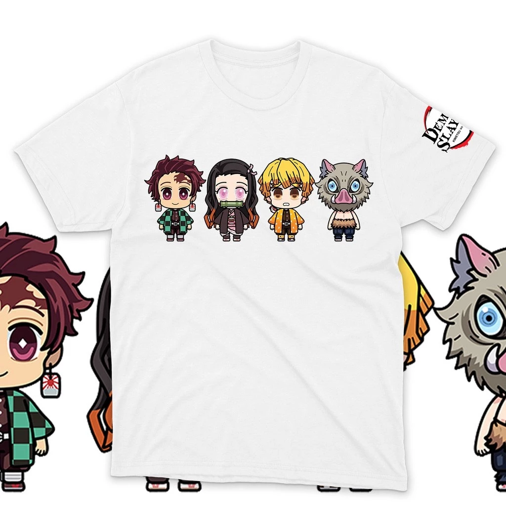 Áo thun Demon Slayer Tanjiro , Nezuko , Zenitsu and Inosuke Chibi / Kimetsu cực đẹp | SANS STORE