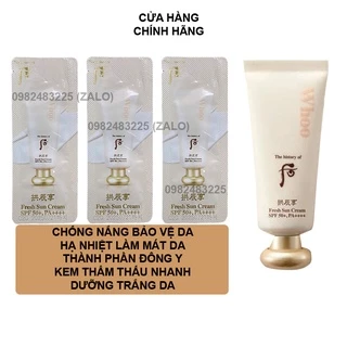 [Mới] Gói Sample Kem chống nắng  Whoo Gongjinhyang Fresh Sun Cream SPF50+/PA++++ 1ml_Chống nhăn, làm dịu da, dưỡng trắng