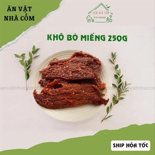 Khô bò miếng 250g mềm ngon, bò khô miếng cao cấp ăn liền - Ăn vặt nhà Cốm