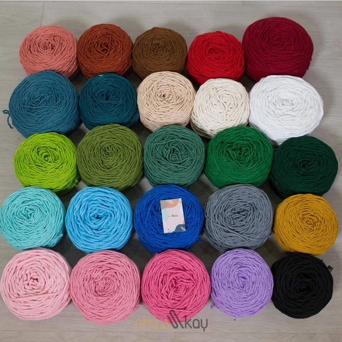 Dây thừng cotton làm macrame, 3 mm, full color, mềm, mịn, mượt, giá tốt 500gram,1kg