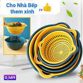 Bộ 6 Thau Và Rổ Nhựa Tiện Lợi Ráo Nước 2 in 1