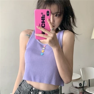 Áo Crop Top dệt kim mùa hè dành cho nữ