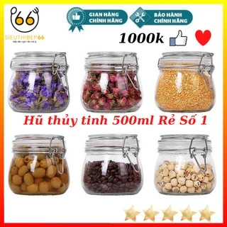 Hũ thủy tinh Nắp Cài (Gài) dung tích 500ml [ Rẻ Vô Địch ], hộp đựng thực phẩm, gia vị cao cấp