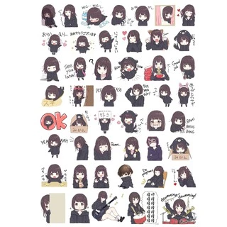 Sticker/ hình dán ANIME (Bộ 48 sticker như hình)