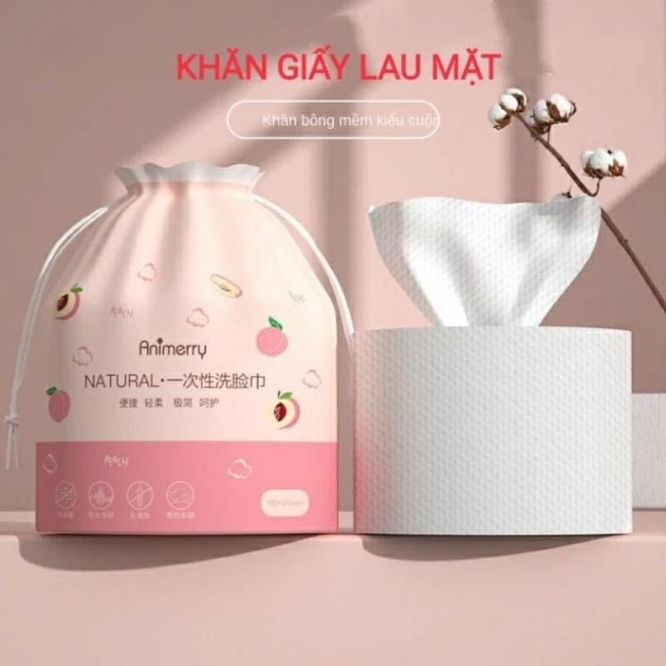 Khăn mặt khô Animerry dùng 1 lần lau khô, lau ướt , Giấy lau mặt dùng một lần