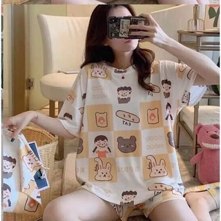 Đồ Bộ Ngủ Nữ Cotton Cộc Tay, Đồ Ngủ Nữ Ngắn Tay Mặc Nhà Nhiều Họa Tiết