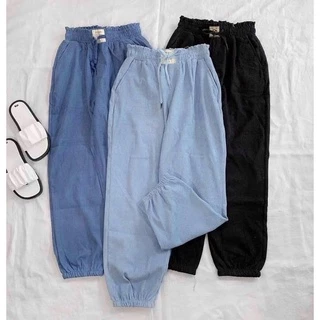 Quần jogger - quần baggy nhung tăm bo gấu - 2 màu