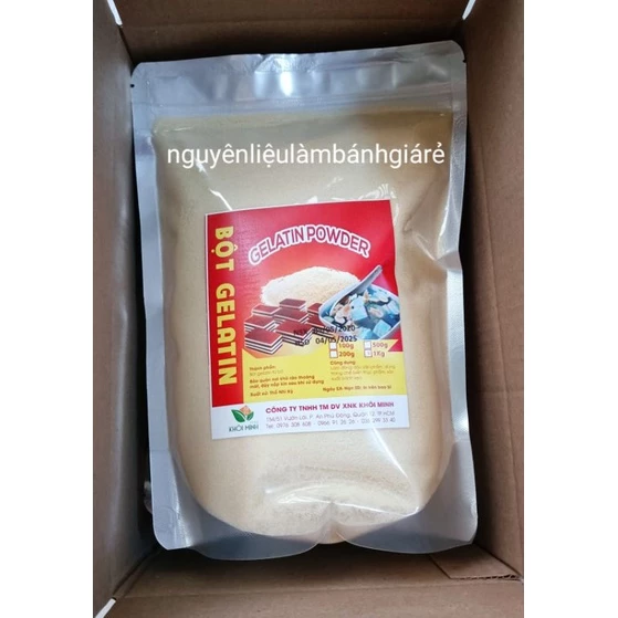 BỘT GELATIN THỔ NHĨ KỲ 1KG làm kẹo dẻo, khúc bạch, panacotta...