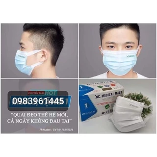 Hộp 50 chiếc Khẩu Trang y tế 4 lớp kháng khuẩn quai đeo bằng vải thế hệ mới không đau tai