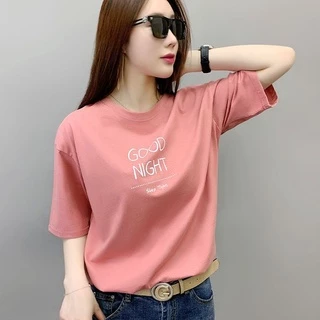 Áo thun nữ phong cách Hàn Quốc kiểu dáng trẻ trung chất liệu cotton co giãn bốn chiều mềm mại thoải mái khi mặc mỗi ngà