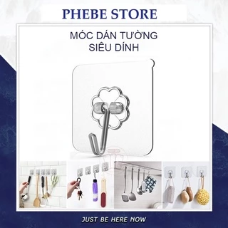 Móc treo tường siêu dính chắc chịu lực giá đỡ điện thoại đồ dùng nhà bếp chìa khóa túi balo khăn quần áo 6x6cm