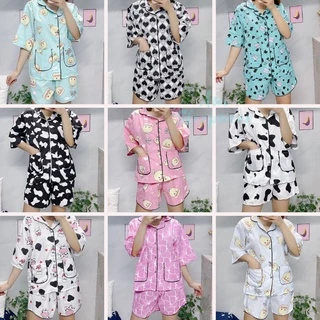 Bộ pyjama mặc nhà cộc tay chất Kate Thái dễ thương Freesize