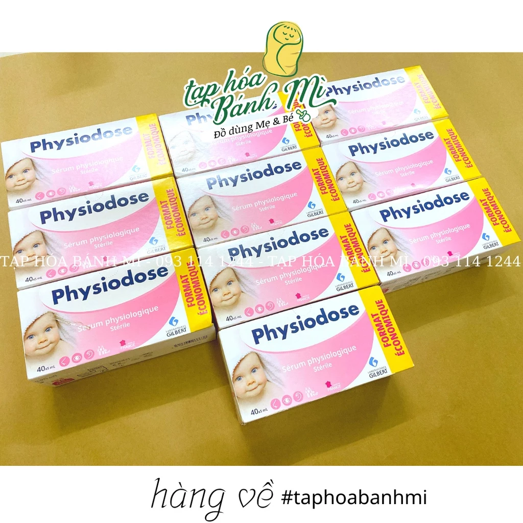 [Có tách lẻ] Nước muối sinh lý Pháp Physiodose hộp 40 ống vệ sinh cho bé (nhập khẩu & nội địa)