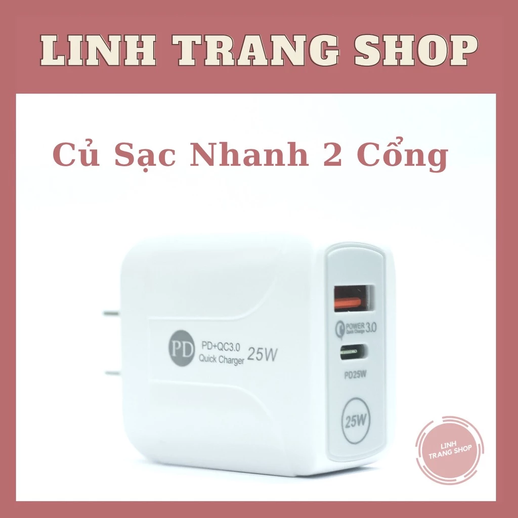 Củ Sạc Nhanh 2 Cổng Dành Cho Nhiều Loại Máy (Bảo Hành 1 Năm)