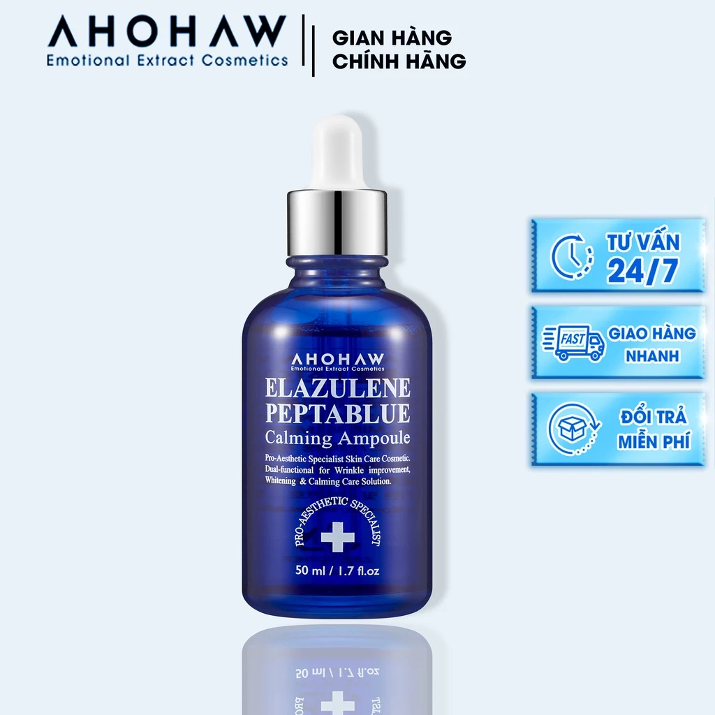 Tinh Chất Chống Lão Hóa, Làm Dịu Ahohaw Elazulene Peptablue Calming Ampoule -50ML