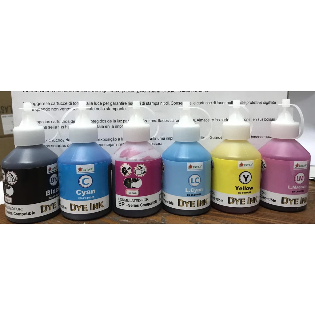 Mực nước - Mực in phun (6 màu) cho máy in Epson, Brother giá rẻ, chất lượng cao loại 100ml