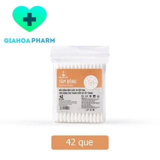 Tăm bông Bông Bạch Tuyết (Người lớn) - Gói 42 que đầu tròn (lấy ráy, ngoáy tai, vệ sinh rốn, mắt, mũi, trang điểm)