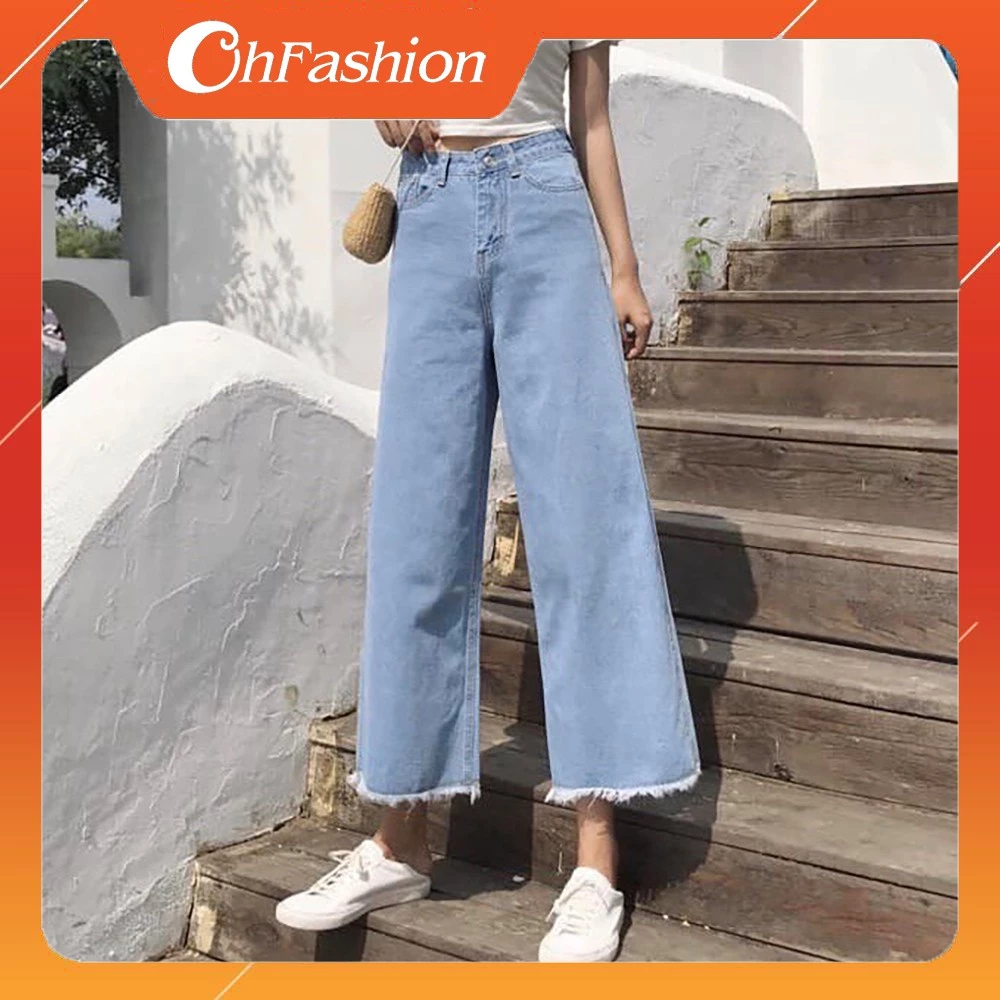 Quần Jeans Nữ Ống Rộng OHS3041