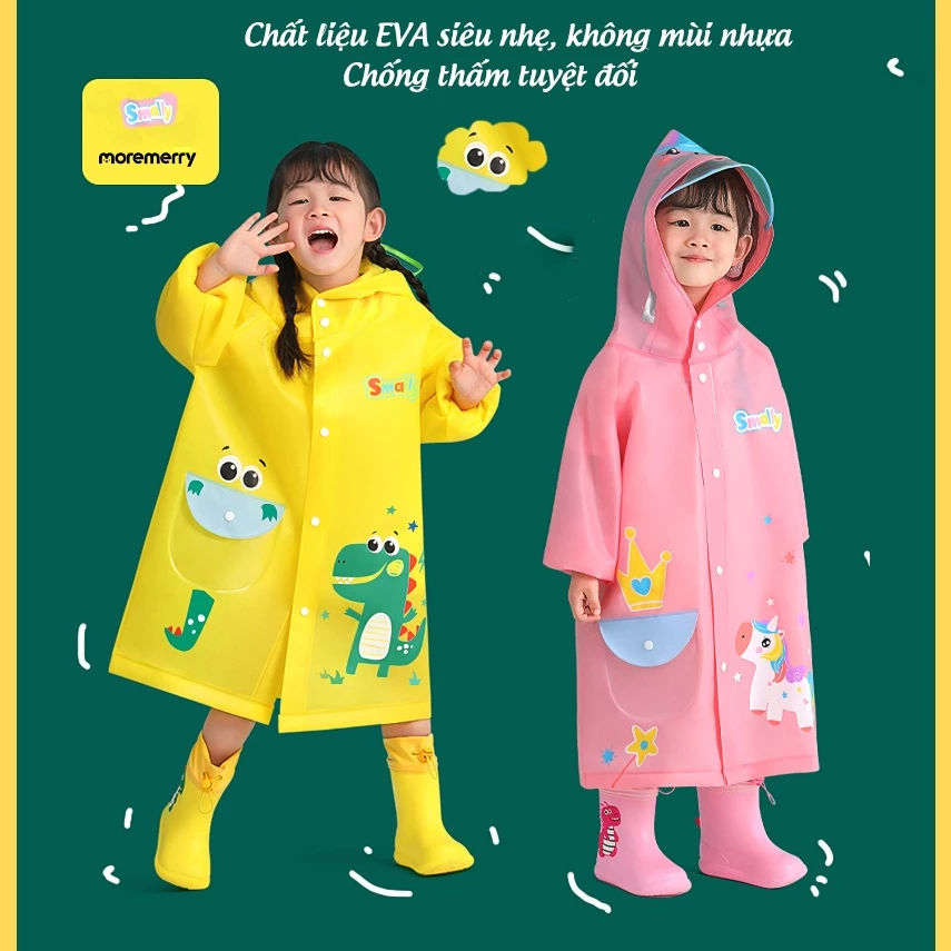 Áo mưa cho bé Smally chính hãng MUMENG, siêu nhẹ, siêu dai, siêu bền cho bé trai bé gái cao từ 80-135cm