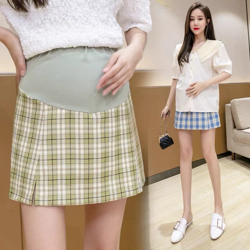 🤰chân váy bầu sọc dáng ngắn kèm quần( sẵn hàng giao ngay)