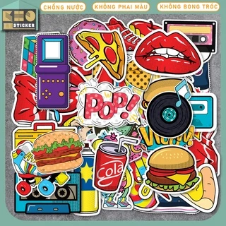 Combo 50 Sticker Popart 1 chống nước sticker dán laptop, điện thoại, đàn guitar, mũ bảo hiểm, vali. MSP: ST53