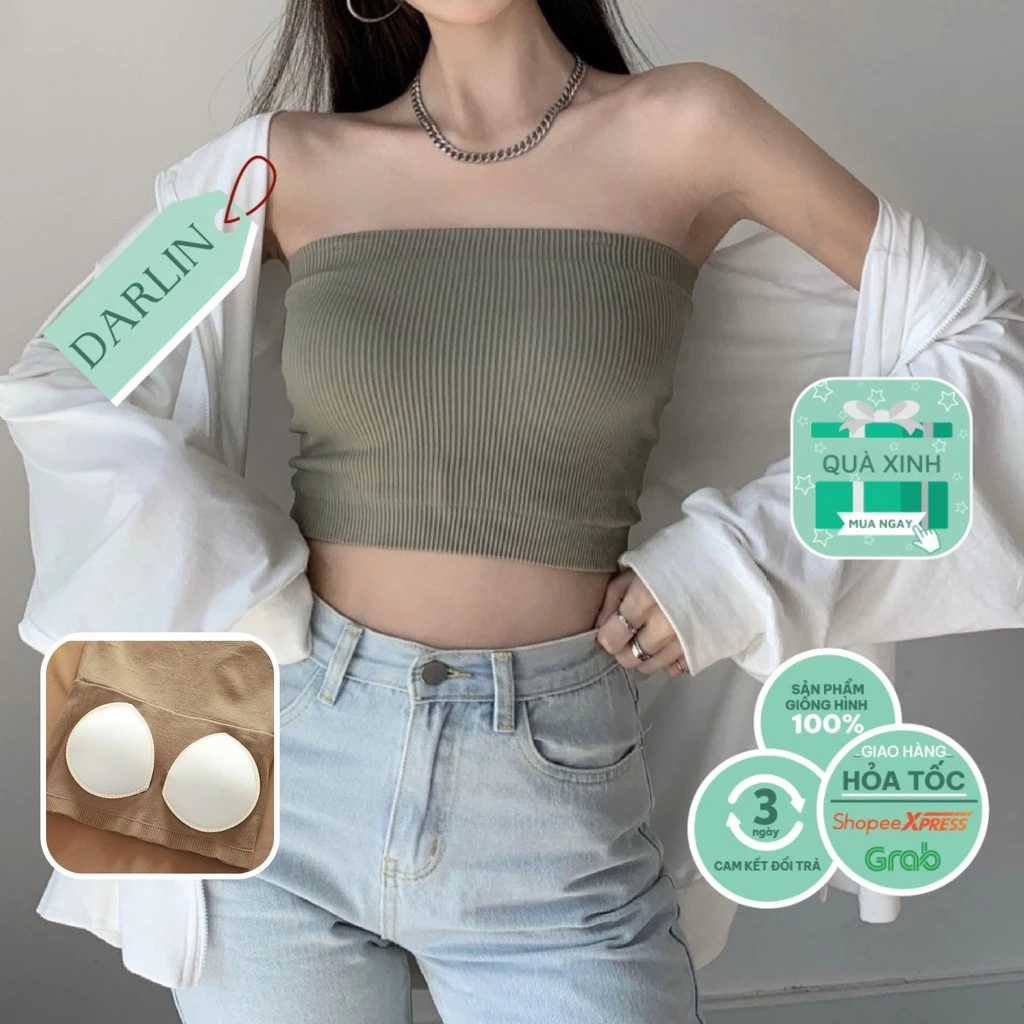 Áo ống quây croptop Bigsize DARLIN 2 dây có mút 2 lớp Bra Không Dây Đi Biển Chơi Tiệc A01