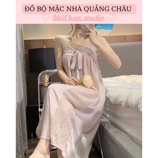 [ Order QC ] Váy Ngủ Xinh Tiểu Thư Dáng Suông Phối Ren Quảng Châu