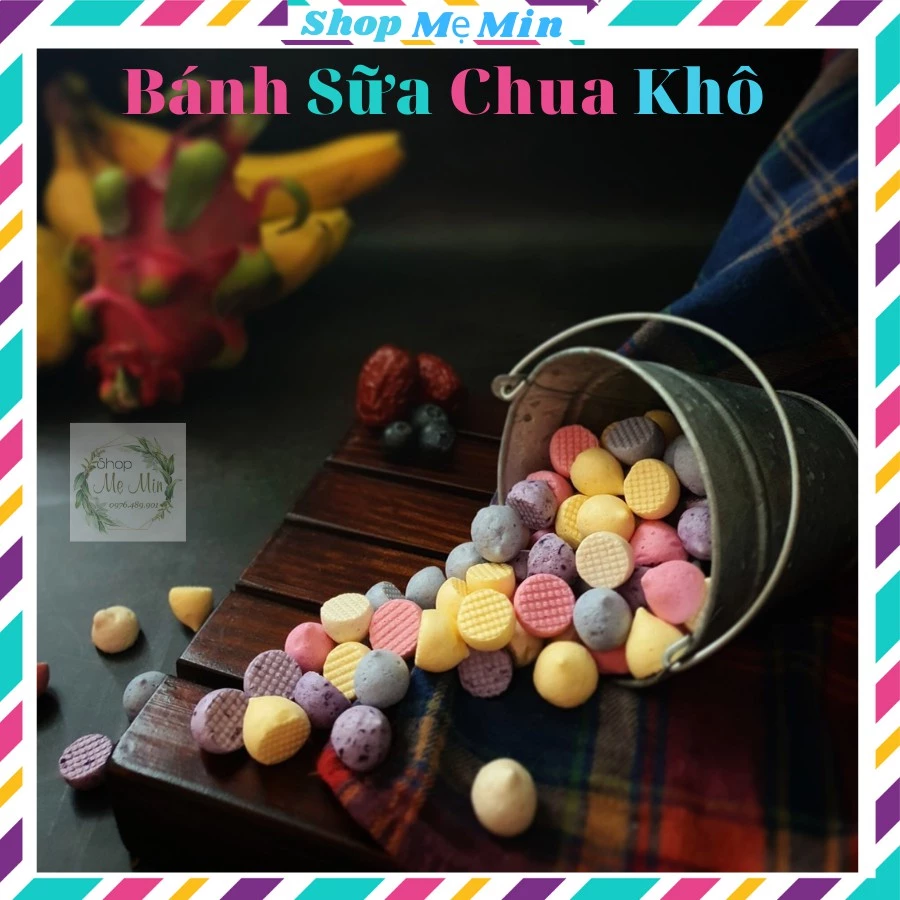 Bánh sữa chua khô vị hoa quả, đồ ăn dặm handmade cho bé , HSD 6 tháng, shop Mẹ Min