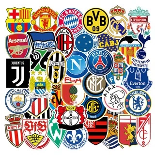Bộ 60 Sticker Logo Câu Lạc Bộ Bóng đá Châu Âu, Man Utd, Chelsea, Liverpool, Juventus, Real Madrid