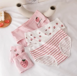 Pretty Strawberry Print Cotton Panties For Women