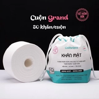 Khăn mặt khô Chillwipes dùng 1 lần lau khô, lau ướt ,tẩy trang -  khăn lau mặt khô 80 khăn/cuộn tiện dụng