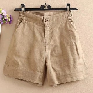 Quần short nữ Linen bột Premium xẻ gấu tròn lưng chun 2 bên, form suông trẻ trung không kén dáng.