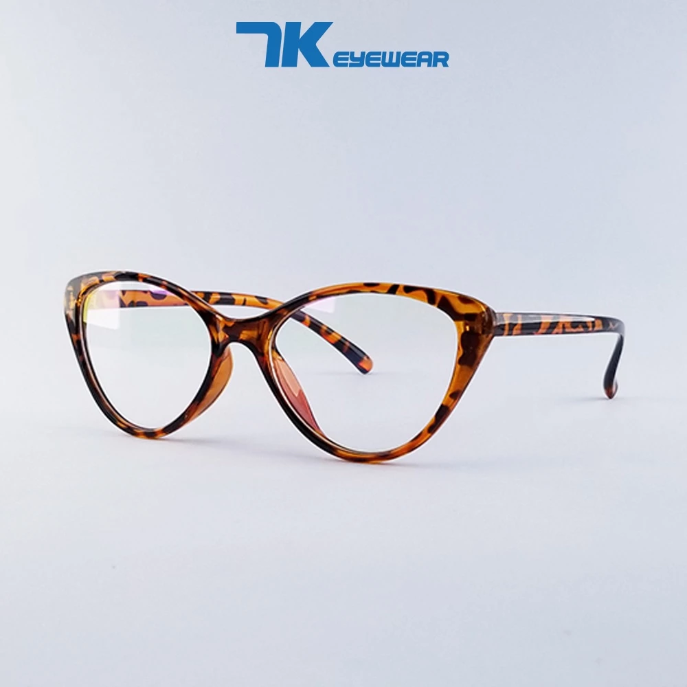 Gọng kính cận nữ mắt mèo nhựa màu đen, nâu, da báo 7K2383. Tròng 0 độ giả cận có sẵn, chống ánh sáng anh, tia UV