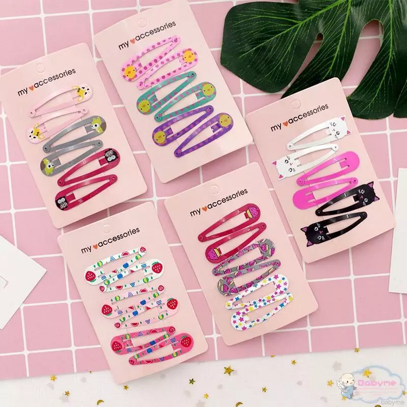 6 Kẹp Tóc Barrettes Họa Tiết Hoạt Hình Bé Gái Tập Đi