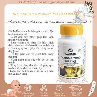 Tinh Dầu Hoa Anh Thảo Đức Warnke Nachtkerzenol 500mg 100 viên giúp làm đẹp da tóc cân bằng nội tiết tốt cho tim mạch