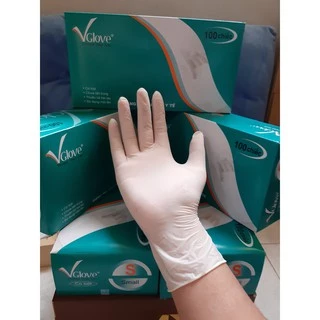 1 thùng 10hộp CHÍNH HÃNG Găng tay Y Tế Cao su thiên nhiênVGLOVE latex có bột XS/S/M/L TEM CHÍNH HÃNG