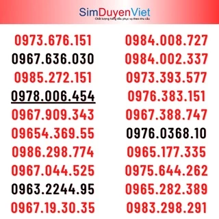 Sim số đẹp Viettel đầu 09 giá rẻ nguyên kít chưa kích hoạt (D1C1)