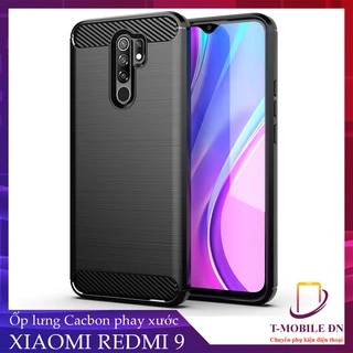 Ốp lưng Xiaomi Redmi 9, 🔥FREESHIP🔥Ốp Cacbon phay xước chống sốc chống vân tay cho Redmi 9