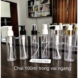 [ GIÁ SỈ ]  Bình nhựa, Chai lọ nhựa rỗng 100ml trong suốt xịt giọt, xịt sương, vòi nhấn nhỏ giọt, nắp đen, nắp bật, nhôm