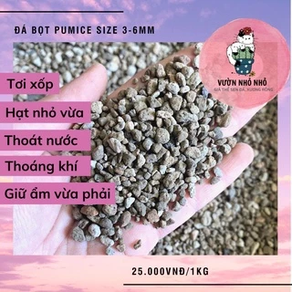 Đá bọt, đá Pumice size 3-6mm 1kg Sàng Sơ dùng để rải mặt, trộn giá thể sen đá, xương rồng, lan - Vườn Nhỏ Nhỏ