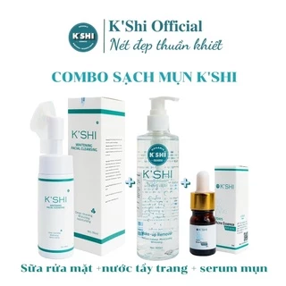 Bộ 3 Chăm Sóc Da Mụn K'shi, Nước Tẩy Trang, Sữa Rửa Mặt, Serum Xử Lí Mụn Kshi Chính Hãng Hàn Quốc