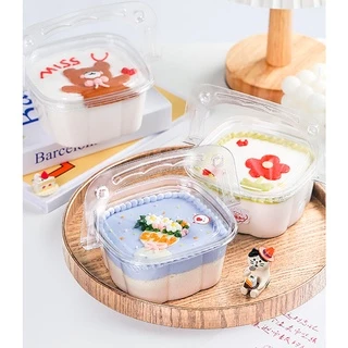 50 cái hộp nhựa hình giỏ hoa có quai xách đựng bánh tiramisu, mousse các loại mã HY091