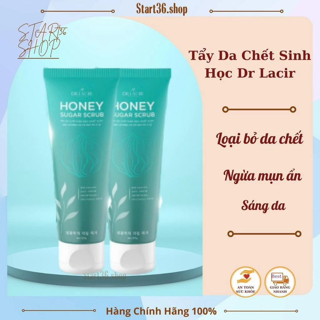 Tẩy da chết sinh học Dr Lacir Tẩy da chết Honey Sugar Scrub chính hãng Loại bỏ da chết, ngừa mụn ẩn, sáng da, 120ml