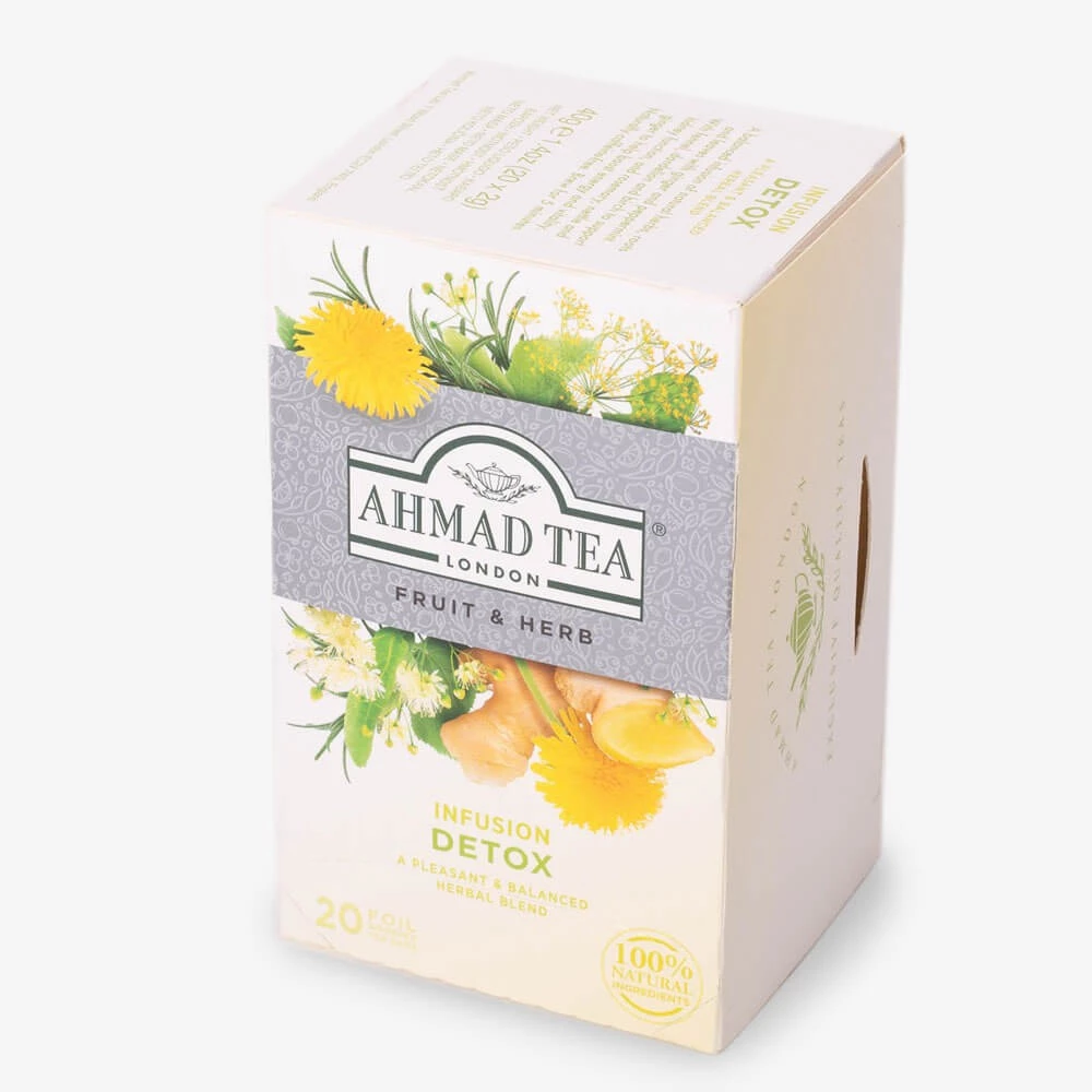 Trà thảo mộc thanh lọc cơ thể, thải độc Detox Anh Quốc 40g (20 túi x2g) - Ahmad Detox Tea 40g/20bags