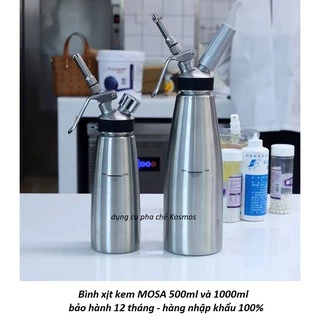 Bình xịt kem tươi Mosa vòi inox 500ml - 1000ml (tặng ngay công thức đá xay khi mua hàng)