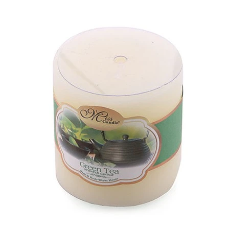 Nến thơm trụ tròn D5H5 Miss Candle MIC4565 5 x 5 cm (Vàng nhạt, hương trà xanh)