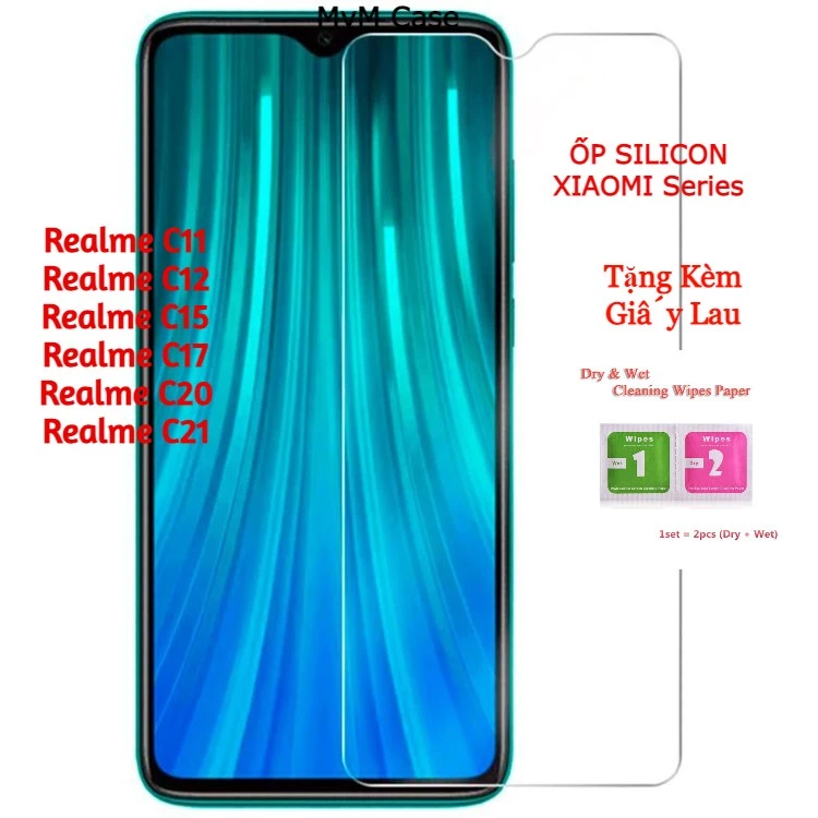 Kính cường lực Realme C11 C12 C15 C17 C20 C21 C35 C40 trong suốt