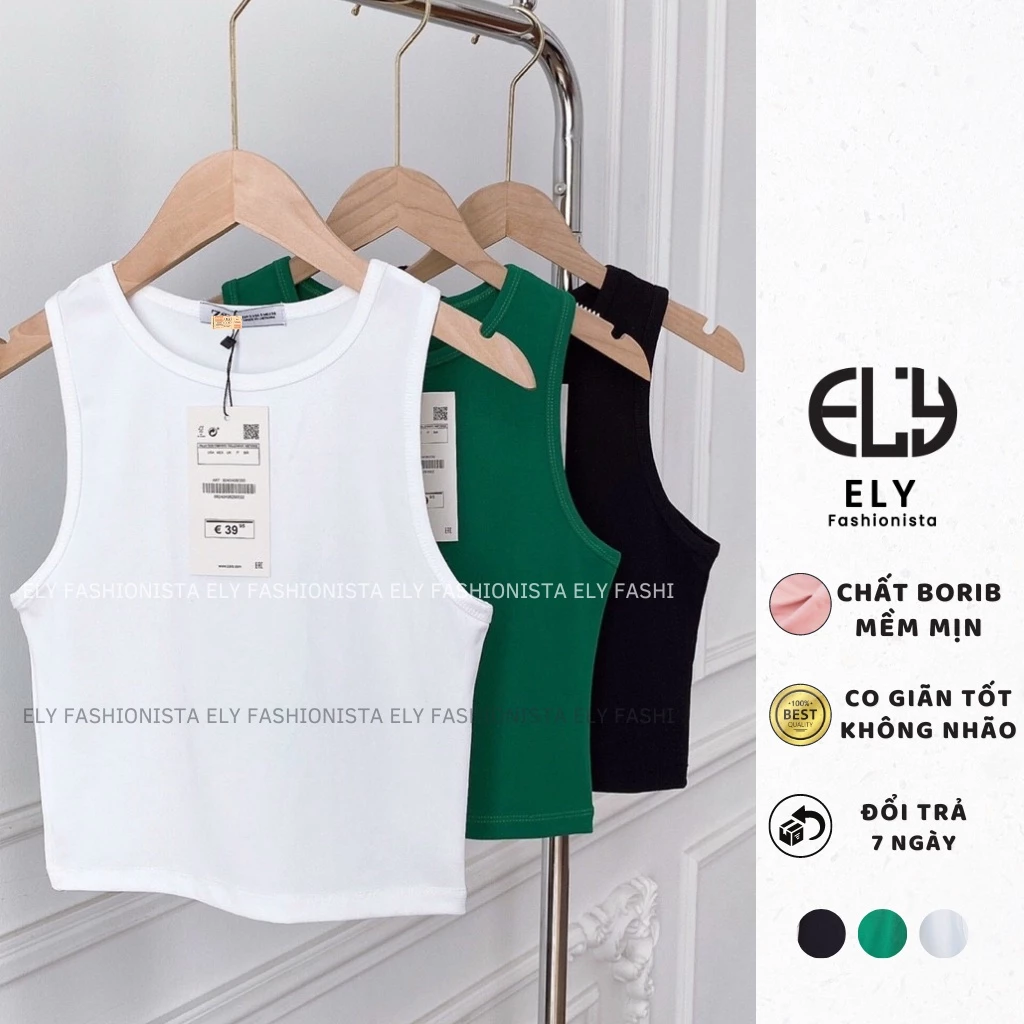 Áo tank top nữ chất borib CAO CẤP co giãn tốt áo ba lỗ thể thao bigsize ELY206A