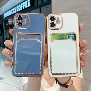 Ốp Điện Thoại Mạ Điện Có Ngăn Đựng Thẻ Cho iPhone 13 12 11 Pro Max XS Max XR X