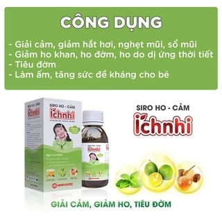 Siro ho cảm Ích Nhi chai 90ml hỗ trợ giải cảm, giảm ho, sổ mũi, tiêu đờm, cho trẻ nhỏ, bà bầu, cho con bú-DH